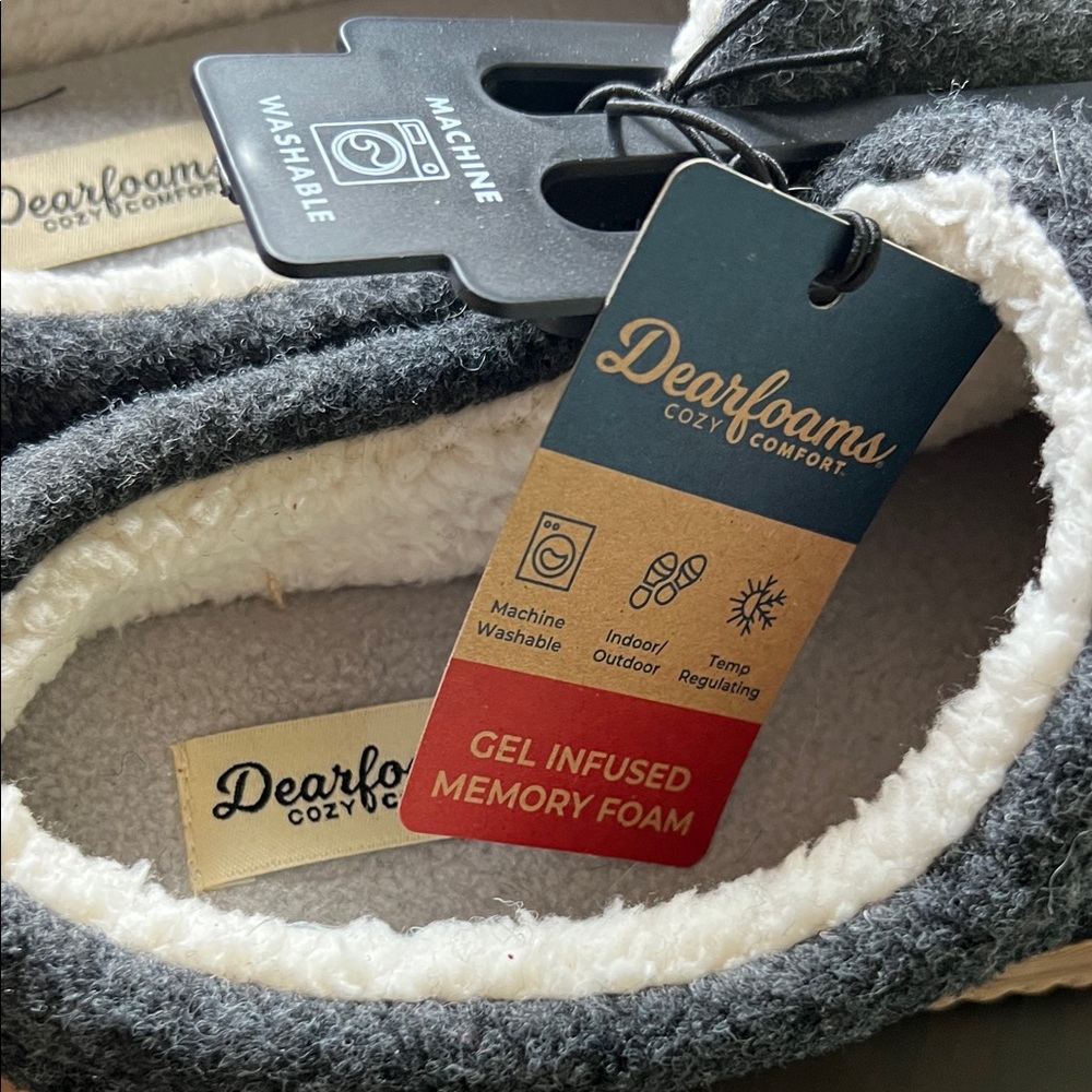 Dearfoams Women’s NWT Charcoal Slippers - Picture 2 of 6